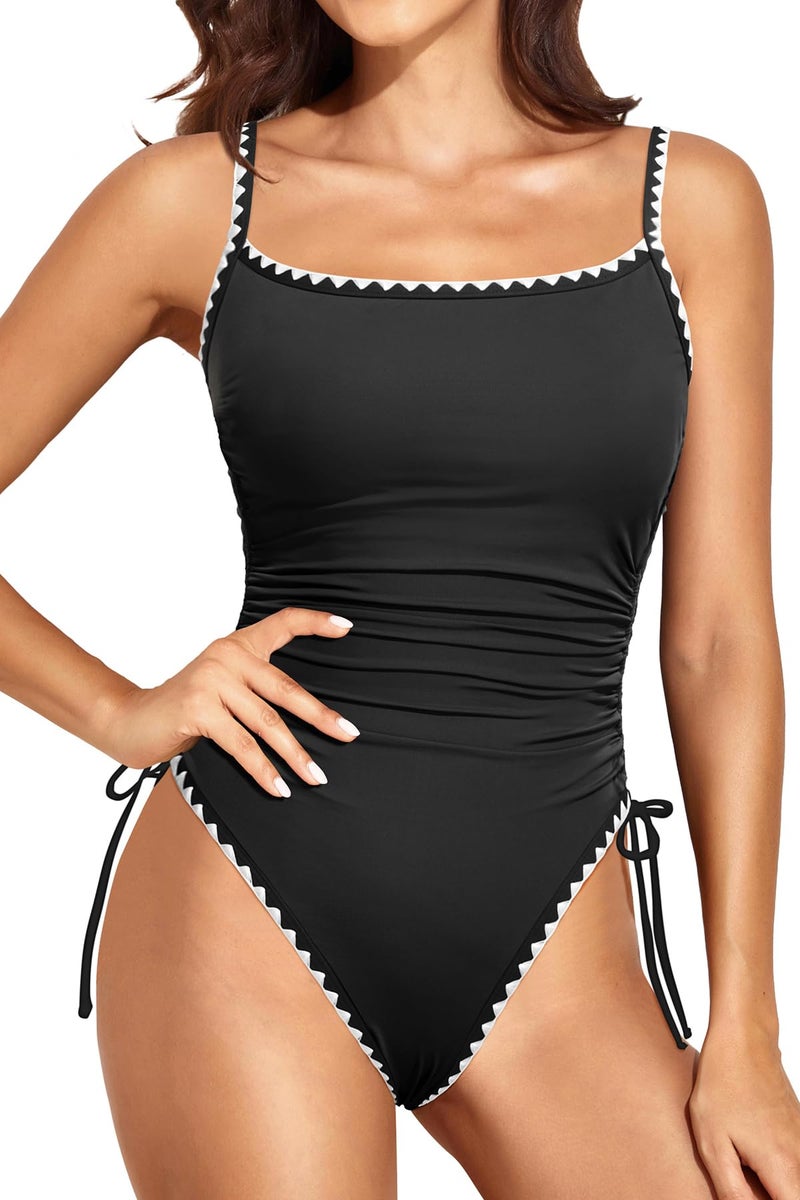 Daci Women's Black and White High Cut One Piece Swimsuit - Tummy Control Bathing Suit Sexy Brazilian Swimwear 2026 M - Image 4