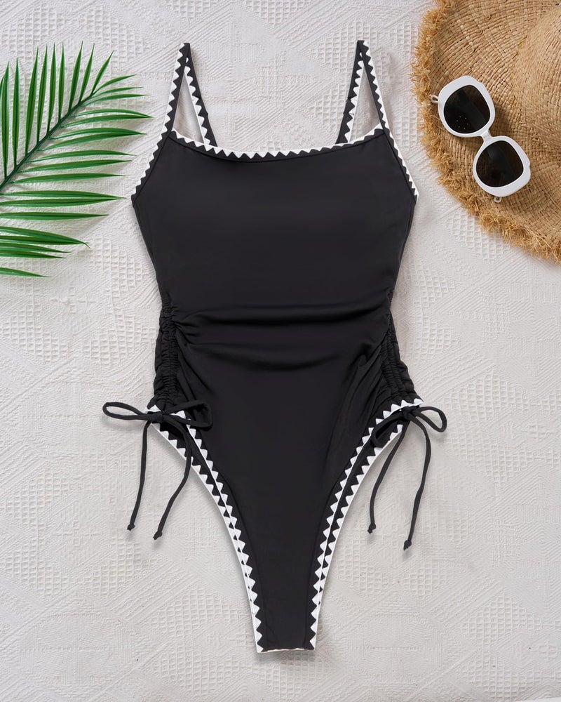 Daci Women's Black and White High Cut One Piece Swimsuit - Tummy Control Bathing Suit Sexy Brazilian Swimwear 2026 M - Image 3