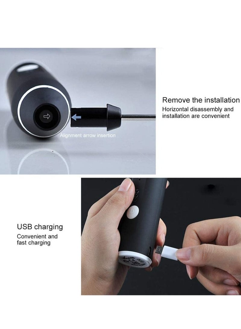 خافق حليب، جهاز كهربائي محمول لصنع الرغوة للقهوة اللاتيه - خلاط مشروبات مع 2 خفاقة من الفولاذ المقاوم للصدأ، 3 سرعات قابلة للتعديل، جهاز صغير لصنع الرغوة للكابتشينو، فريب، ماتشا، شوكولاتة ساخنة - Image 2