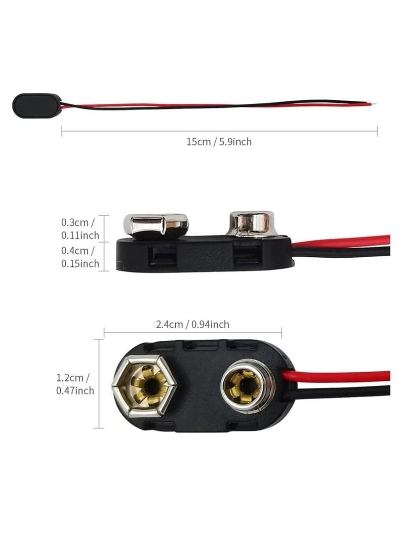 Captaintech 9 V Battery Clip Connector, 20 PCS I-Type 9 Volt Battery Buckle Connector Hard Buckle Plastic Shell, 5.9in 24AWG Copper Wire Lead, 9V Battery Button (I-Type, 20 PCS) - Image 5
