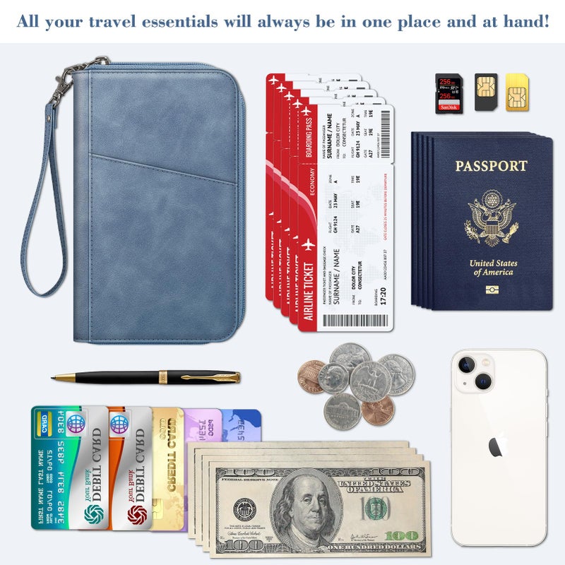 Fintie Fintie Family Passport Holder Wallet, RFID Blocking Travel Document Organizer Clutch Bag Credit Cards Case Cover for Women Men  - Image 3