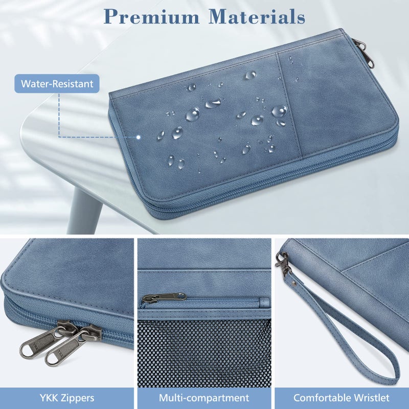 Fintie Fintie Family Passport Holder Wallet, RFID Blocking Travel Document Organizer Clutch Bag Credit Cards Case Cover for Women Men  - Image 5