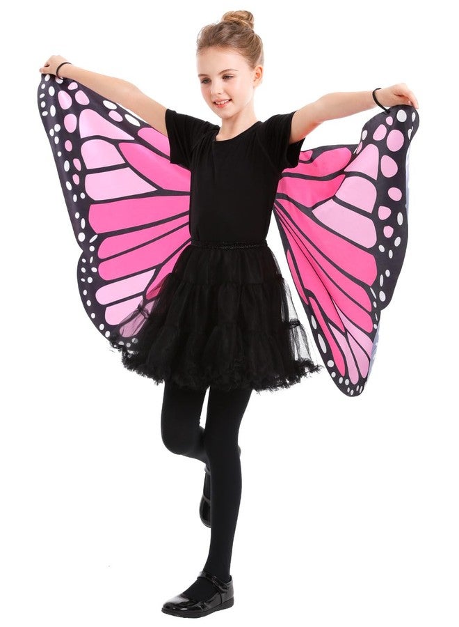 Seasons Butterfly Cape Wings for Girls, Black-Light Responsive Costumes for Halloween Glow Party, Pink - Image 5