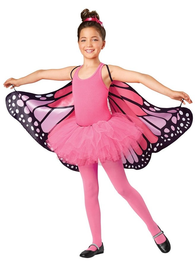Seasons Butterfly Cape Wings for Girls, Black-Light Responsive Costumes for Halloween Glow Party, Pink - Image 1