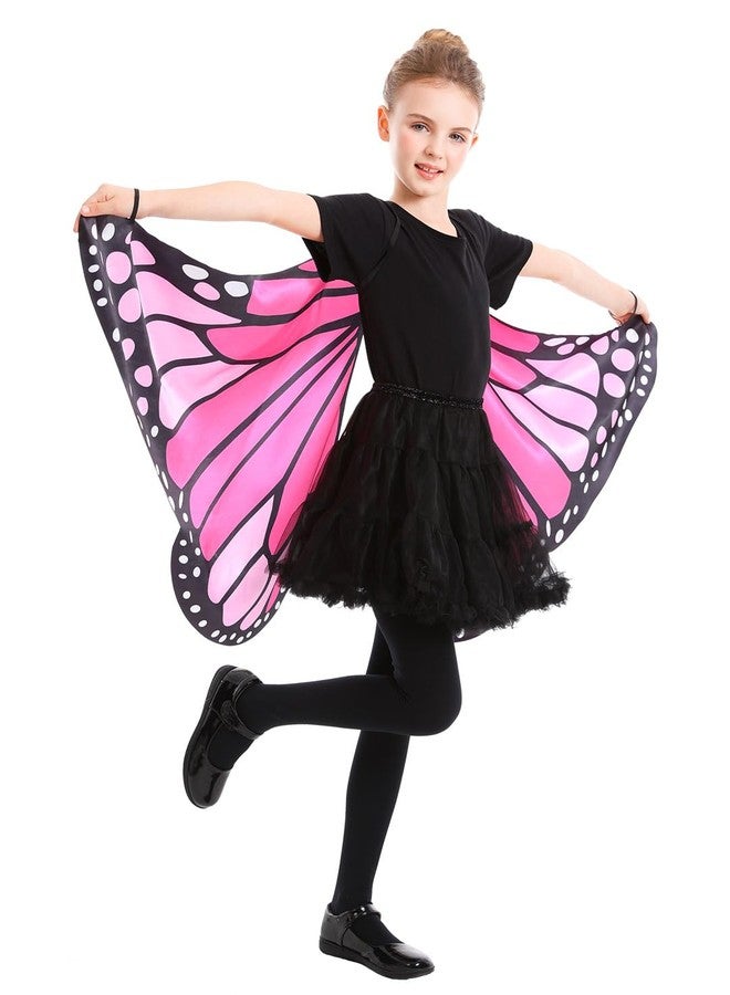 Seasons Butterfly Cape Wings for Girls, Black-Light Responsive Costumes for Halloween Glow Party, Pink - Image 3