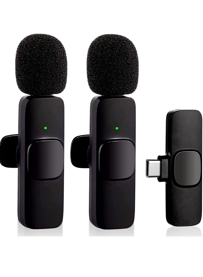 Wireless Lavalier Microphone for Type-C Phone, Plug-Play Wireless Mic with 2 Microphone for USB-C Android Phone Video Recording, Interview, Vlog, Auto Sync and Noise Reduction - Image 1