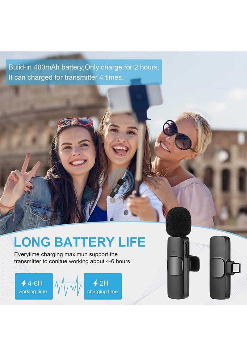 Wireless Lavalier Microphone for Type-C Phone, Plug-Play Wireless Mic with 2 Microphone for USB-C Android Phone Video Recording, Interview, Vlog, Auto Sync and Noise Reduction - Image 3