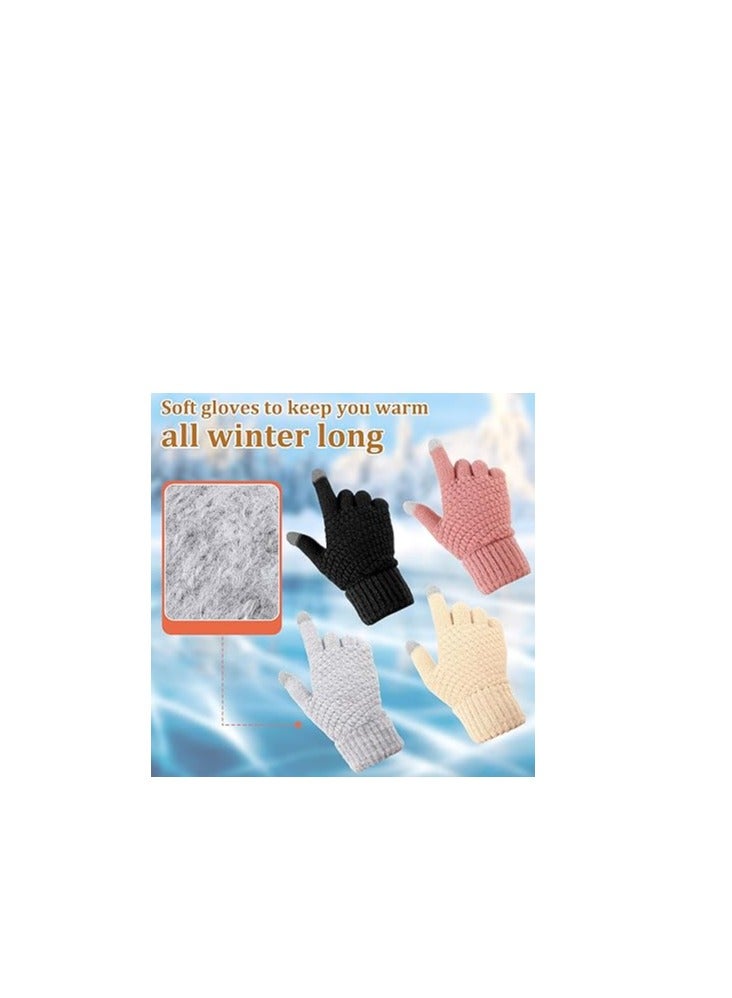 Touch Screen Winter Gloves for Men & Women, 4 Pairs of Warm Knit Mittens with Plush Cuffs, Perfect for Driving & Cycling - Image 4