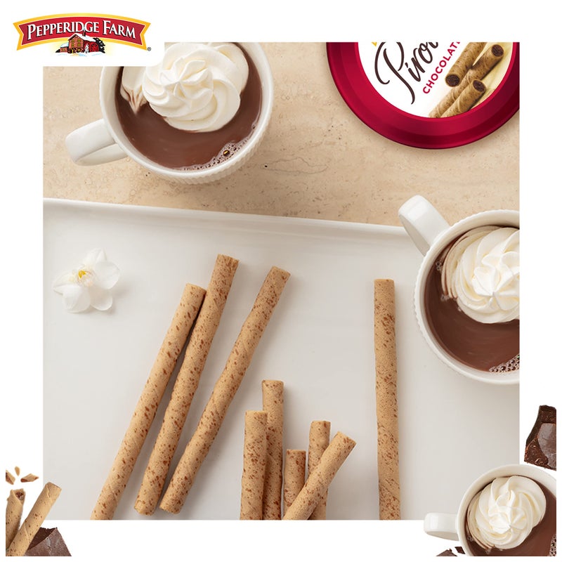 Pepperidge Farm Pirouette Cookies, Chocolate Fudge Créme Filled Wafers, 13.5 Oz Tin - Image 4