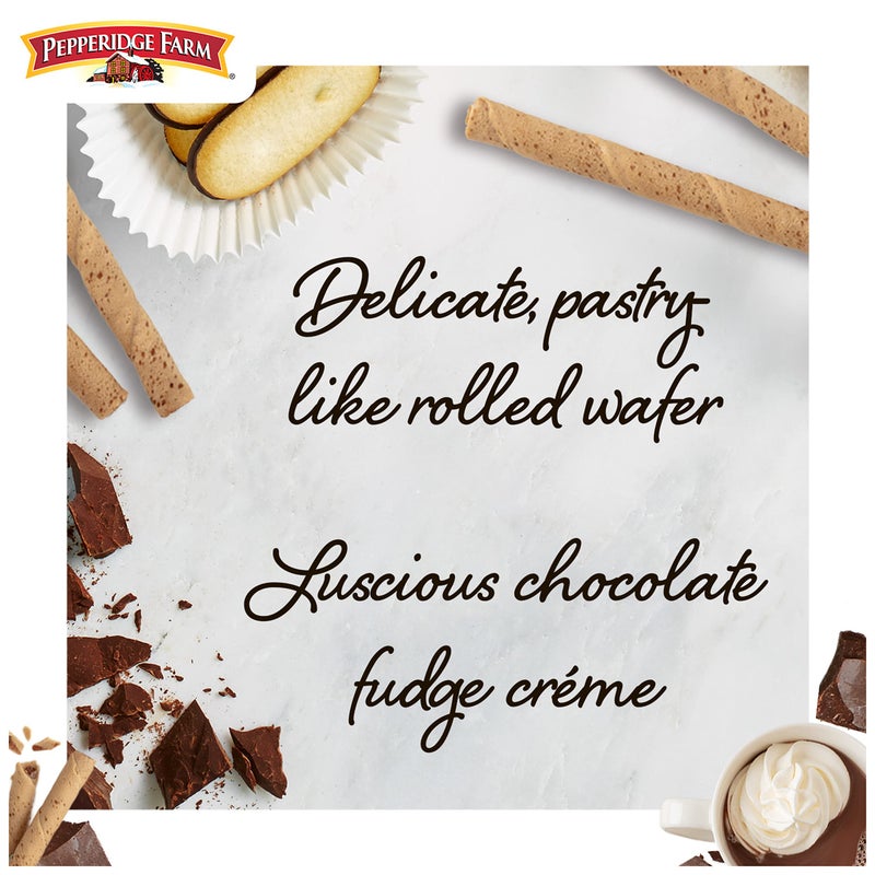 Pepperidge Farm Pirouette Cookies, Chocolate Fudge Créme Filled Wafers, 13.5 Oz Tin - Image 2