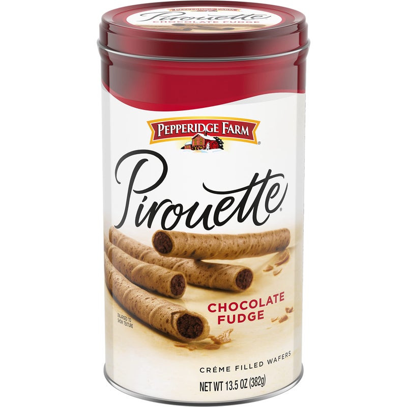 Pepperidge Farm Pirouette Cookies, Chocolate Fudge Créme Filled Wafers, 13.5 Oz Tin - Image 1
