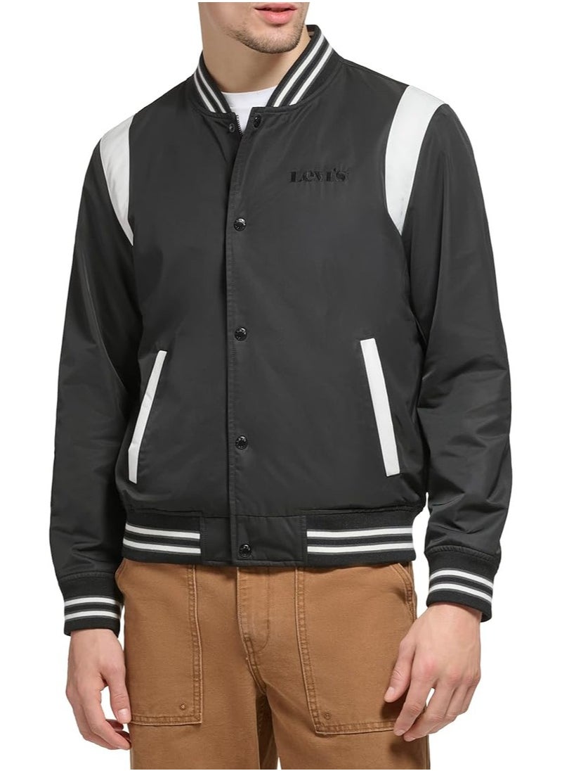 Levi's - Levi's Men's Colorblock Varsity Bomber Jacket, Black Racer Stripe, Large - Image 1