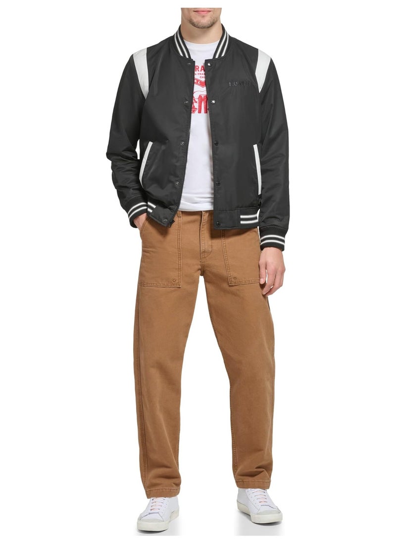 Levi's - Levi's Men's Colorblock Varsity Bomber Jacket, Black Racer Stripe, Large - Image 1