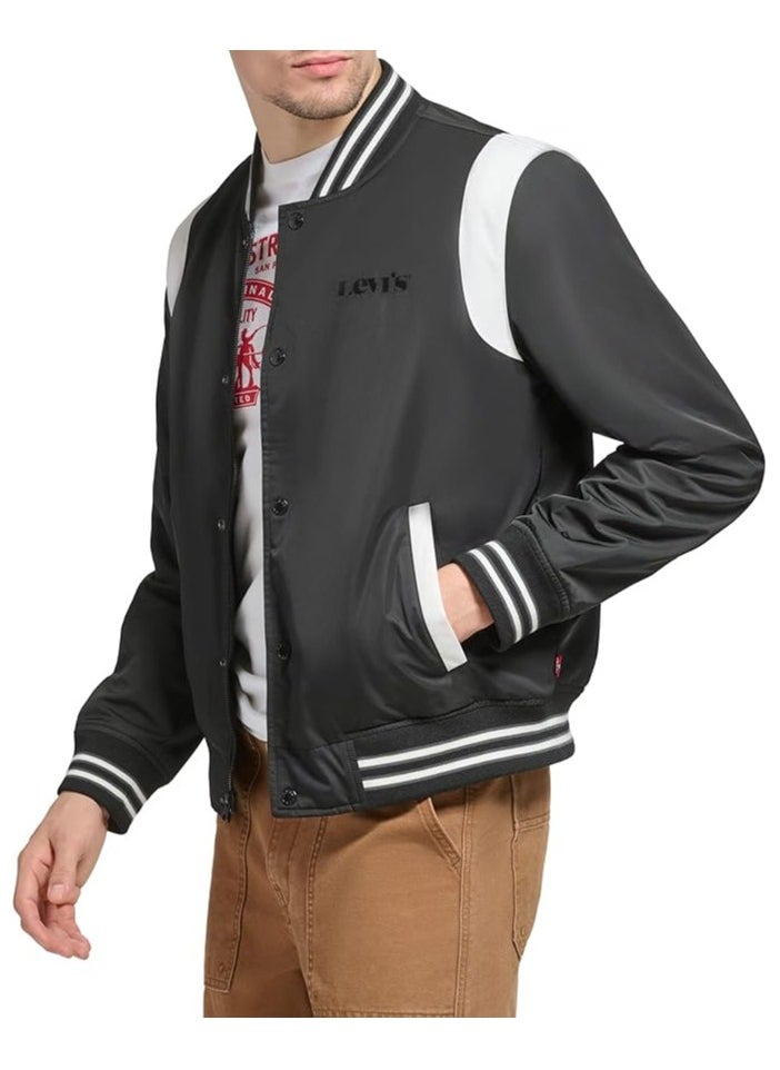 Levi's - Levi's Men's Colorblock Varsity Bomber Jacket, Black Racer Stripe, Large - Image 1