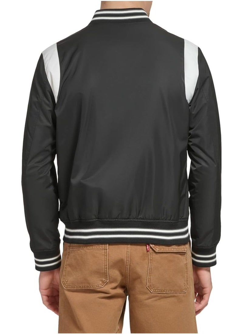 Levi's - Levi's Men's Colorblock Varsity Bomber Jacket, Black Racer Stripe, Large - Image 1