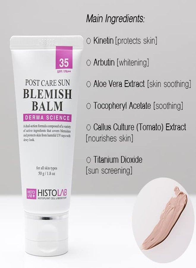 HISTOLAB Post Care Sun Blemish Balm SPF 35 PA++ – One Shade BB Cream Tinted Sunscreen, Korean K-Beauty Tone-Adapting Coverage for Post-Laser & Everyday Wear, Lightweight - Image 4