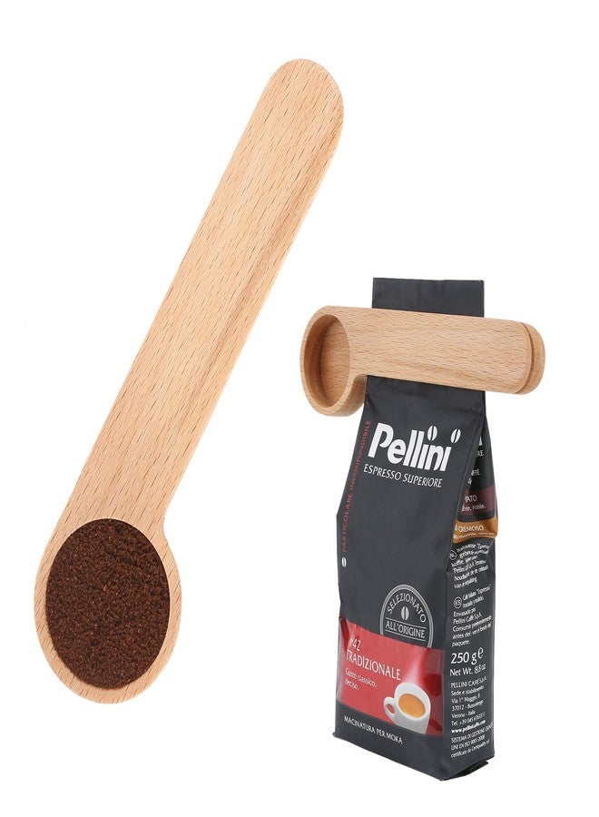 YIDADA Wood Coffee Scoop with Bag Clip, Measuring Tea Coffee Bean Spoon Clip Gift for Coffee Lovers - Image 1