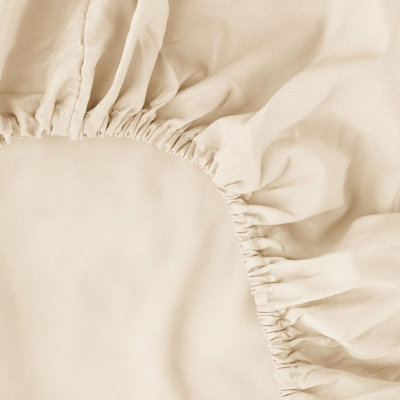 Ghooss Queen Size Bed Sheet Set-Beige 4 Piece Set-1800 Microfiber Polyester-Super Soft-14inch Deep Pocket-Stain Resistant,Wrinkle,Breathable,Machine Washable-Queen,Beige - Image 4