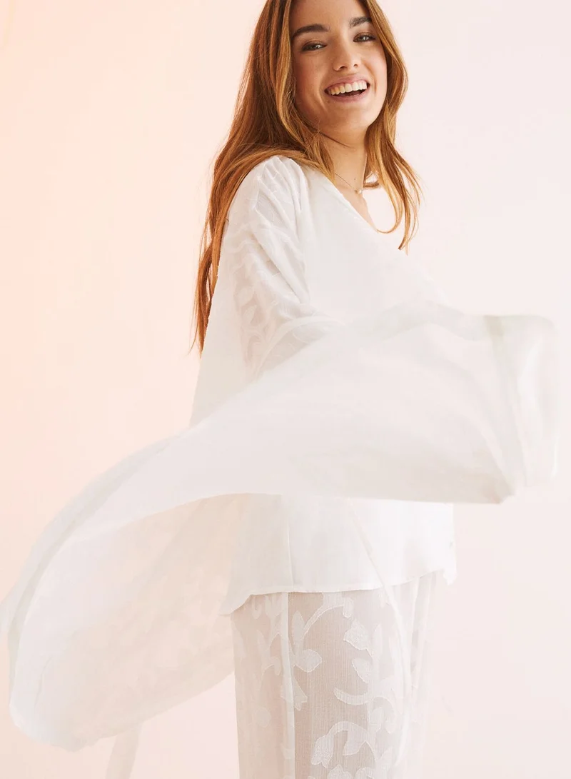 women'secret Mesh Tie Detail Robe