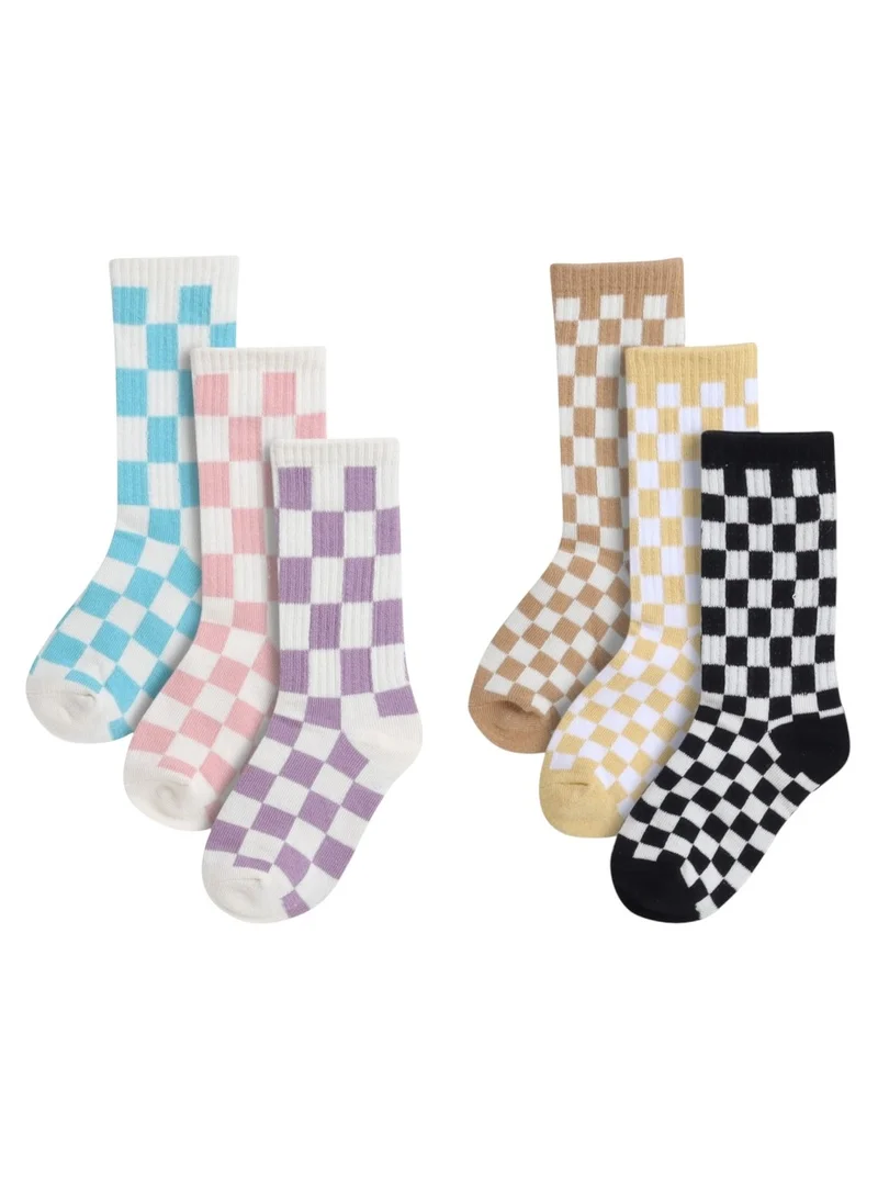 victor and jane PACK OF 6 TEXTURED CREW LENGTH PRINTED SOCKS