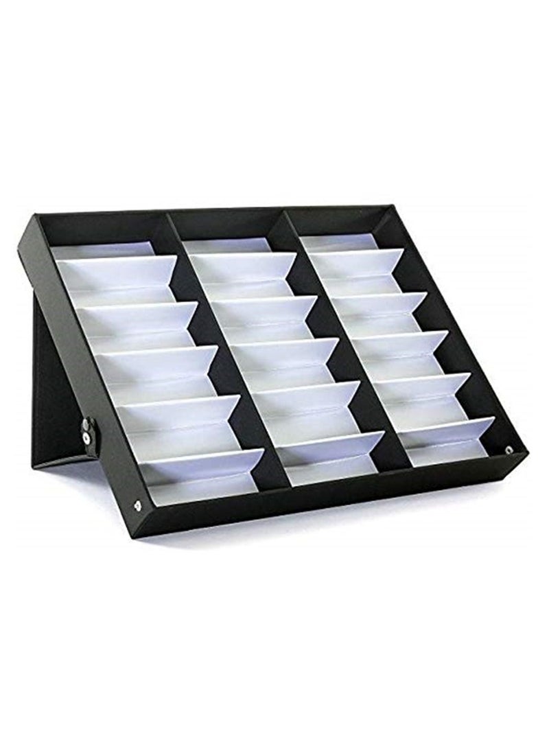 نظارات إكسسوارات النظارات الشمسية مجموعة صناديق تخزين صندوق عرض 18 قطعة شكل كتاب أسود - Image 1