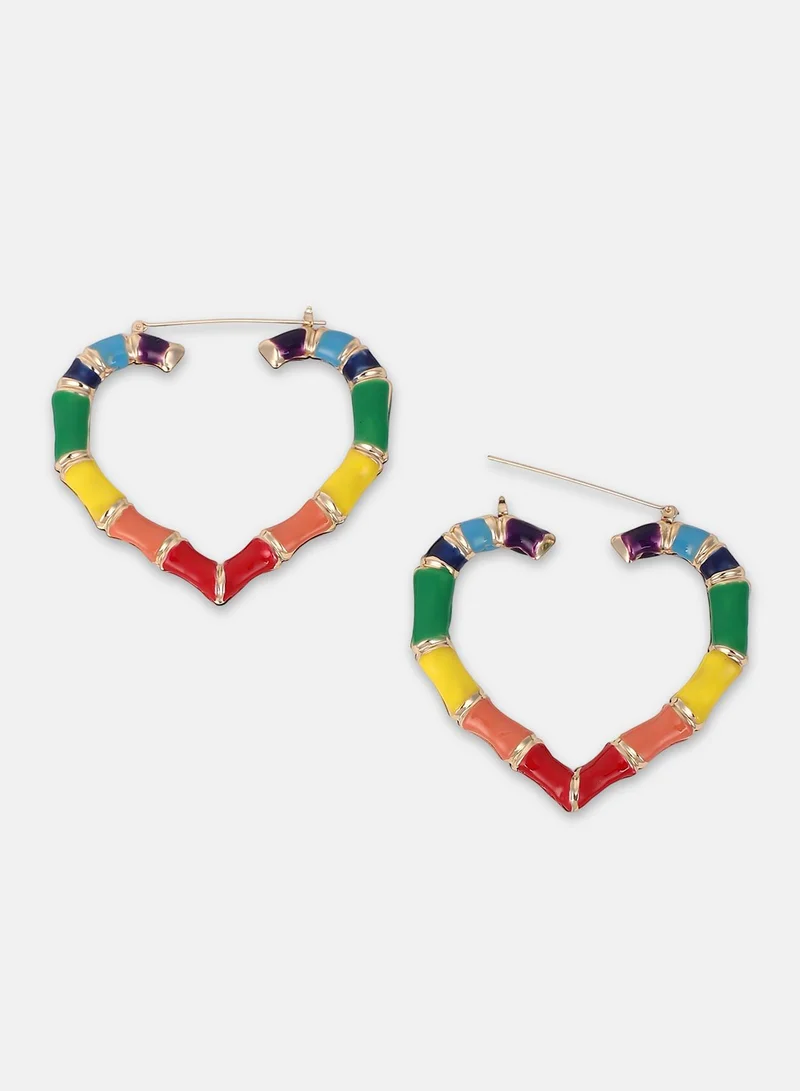 Sohi  Heart Rainbow Bamboo Earrings for Women | Best Price UAE