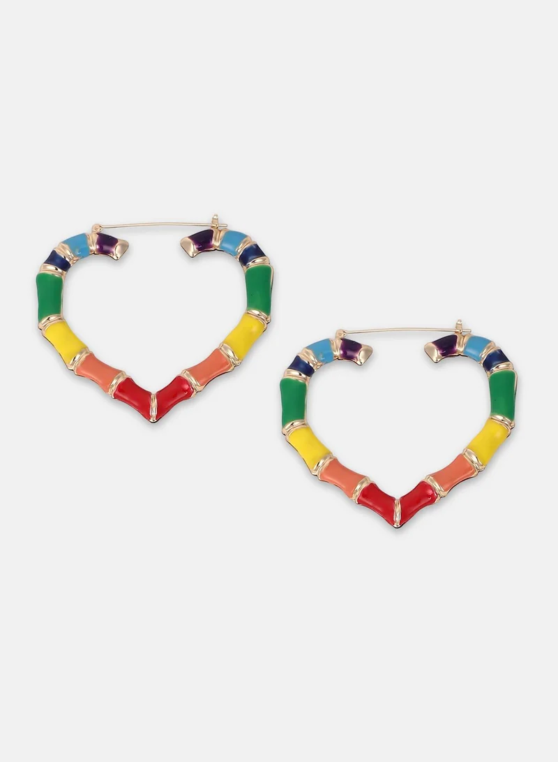 Sohi  Heart Rainbow Bamboo Earrings for Women | Best Price UAE