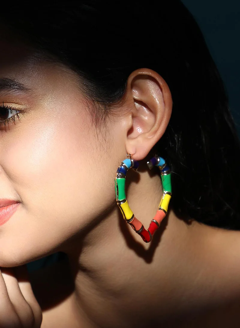 Sohi  Heart Rainbow Bamboo Earrings for Women | Best Price UAE