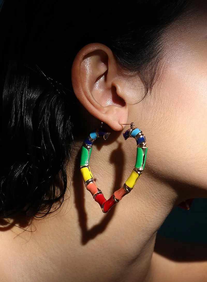 Sohi  Heart Rainbow Bamboo Earrings for Women | Best Price UAE