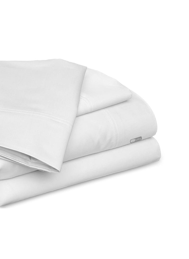 SGI bedding SGI Bedding Luxury 4 Piece EmperorWyoming King84 W x 84 L Egyptian Cotton Sheet Set  1000 Thread Count 18 Inch Deep Pocket Sateen Weave Long Staple Breathable Soft Premium Cotton  White 