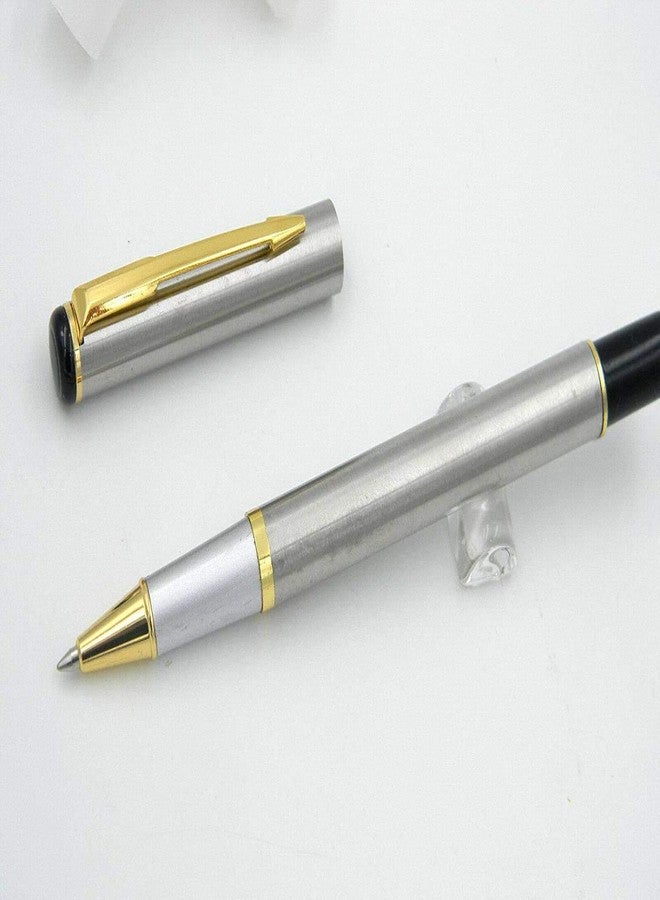 BAOER 801 Rollerball Pen - Stainless Steel with Gold Trim (Ink Colour Assorted) - Image 3