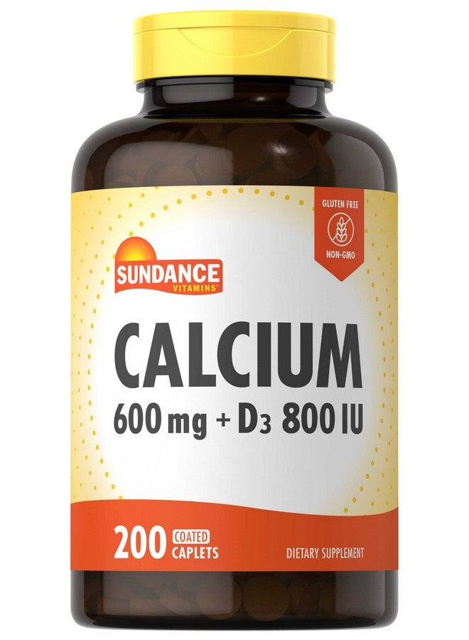Sundance Calcium with Vitamin D3 | 600mg | 200 Caplets | Vegetarian, Non-GMO, and Gluten Free Supplement - Image 1