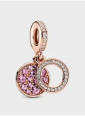 PANDORA Sparkling Pink Disc Double Dangle Charm