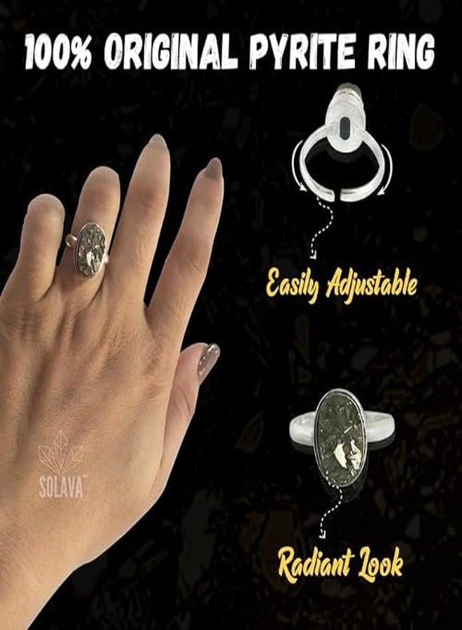 SAINTIMO Unisex-adult Natural Pyrite Bracelet With Certificate, Pyrite Pendant, Original Pyrite Stone Ring, Black Tourmaline Crystal Set For Money & Prosperity (Bracelet+Ring+Pendent) - Image 4