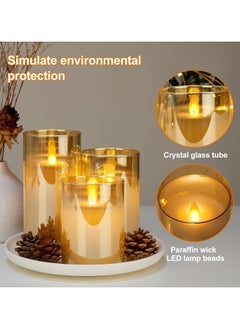 بيوينتي 3Pcs Led Flameless Candles, Gold Warm Light Battery Operated Flickering Candles with Remote Control, Battery Candles Indoor Home Decor, 4 in, 5 in, 6 in  - Image 4