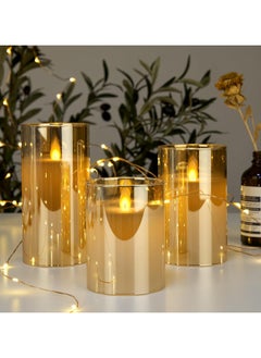 بيوينتي 3Pcs Led Flameless Candles, Gold Warm Light Battery Operated Flickering Candles with Remote Control, Battery Candles Indoor Home Decor, 4 in, 5 in, 6 in  - Image 5