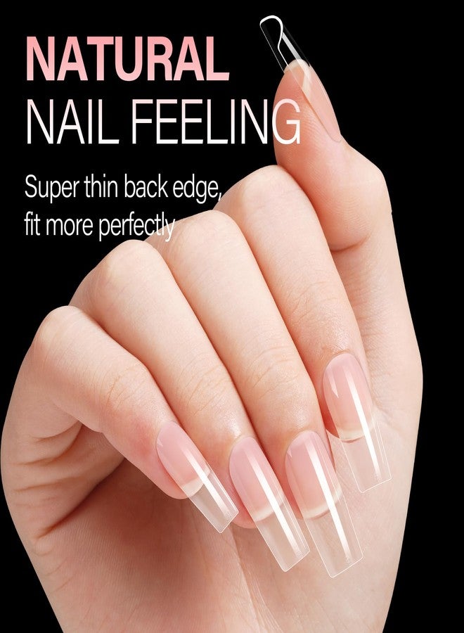 AILLSA Medium Square Nail Tips Full Cover Half Matte Tips Nail Clear Gelly Pre-Shaped Nail Tips Press On False Nail Tip Extension for Home DIY Manicure Salon 216PCS 12 Sizes - Image 3