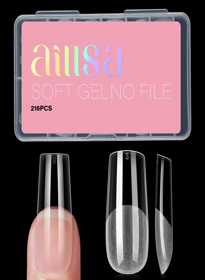 AILLSA Medium Square Nail Tips Full Cover Half Matte Tips Nail Clear Gelly Pre-Shaped Nail Tips Press On False Nail Tip Extension for Home DIY Manicure Salon 216PCS 12 Sizes - Image 1
