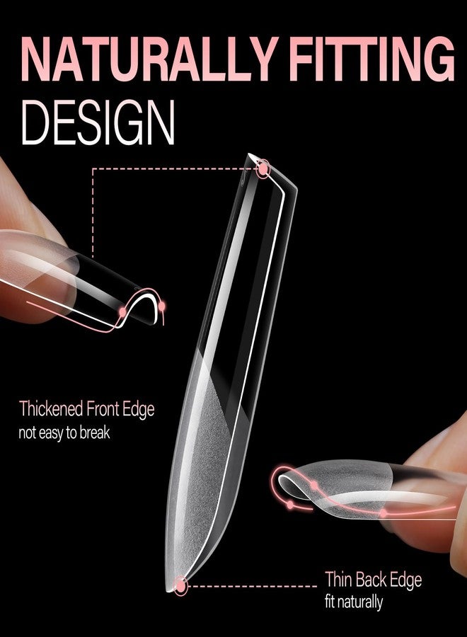 AILLSA Medium Square Nail Tips Full Cover Half Matte Tips Nail Clear Gelly Pre-Shaped Nail Tips Press On False Nail Tip Extension for Home DIY Manicure Salon 216PCS 12 Sizes - Image 2