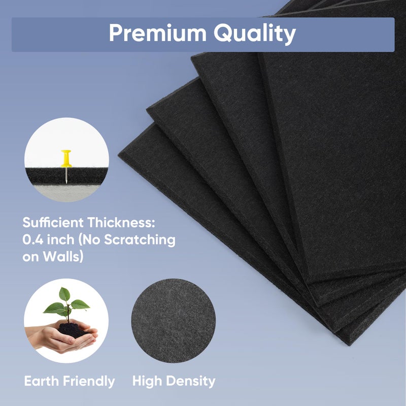 VUSIGN Large Cork Board for Wall 47"x35", 12 Pack Bulletin Board, Felt Wall Tiles with Adhesive Tabs and Push Pins, Push Pin Board for Office, School, Home, Black - Image 3