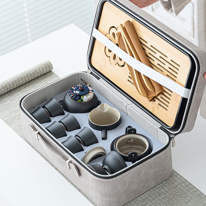 Travel Tea Set Suit Tea Tray Home Kung Fu Tea Cup Outdoor Portable Teapot Ceramic Business Gift - Image 3