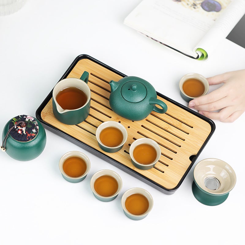 Travel Tea Set Suit Tea Tray Home Kung Fu Tea Cup Outdoor Portable Teapot Ceramic Business Gift - Image 4