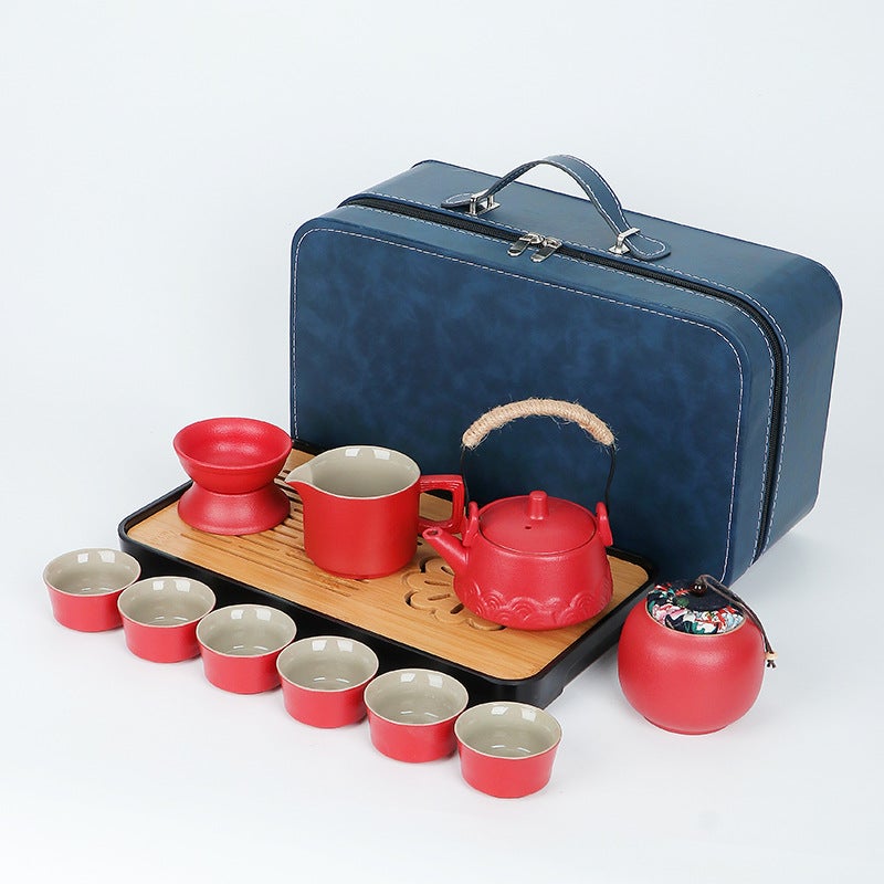 Travel Tea Set Suit Tea Tray Home Kung Fu Tea Cup Outdoor Portable Teapot Ceramic Business Gift - Image 1