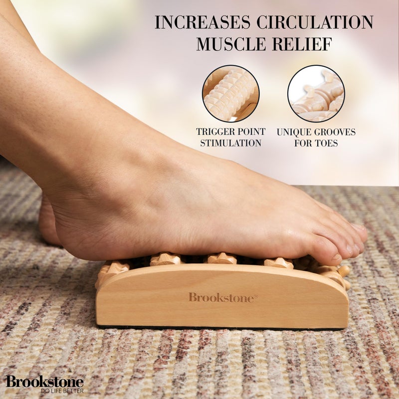 Brookstone Wooden Foot Roller Massager - Deep Tissue Reflexology & Trigger Point Therapy for Plantar Fasciitis, Arch & Heel Pain Relief - Portable Manual Massager, Ideal Gift for Home or Travel - Image 5
