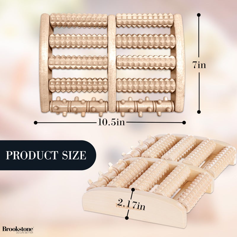 Brookstone Wooden Foot Roller Massager - Deep Tissue Reflexology & Trigger Point Therapy for Plantar Fasciitis, Arch & Heel Pain Relief - Portable Manual Massager, Ideal Gift for Home or Travel - Image 4