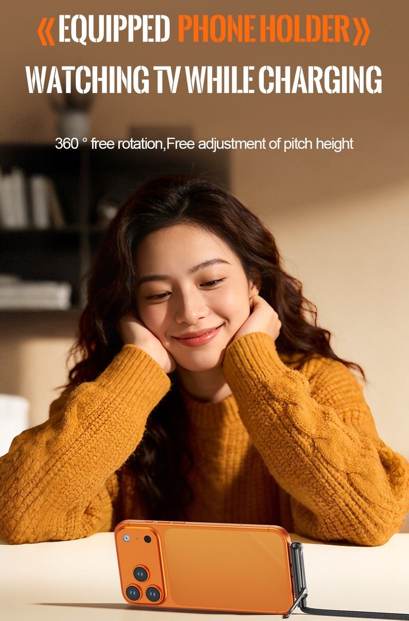 كابل شحن سريع Type-C إلى Type-C بطول 1.5 متر بقدرة 240 واط مع حامل هاتف قابل للطي، تصميم بزاوية 90°، كابل مجدول لنقل البيانات - Image 5