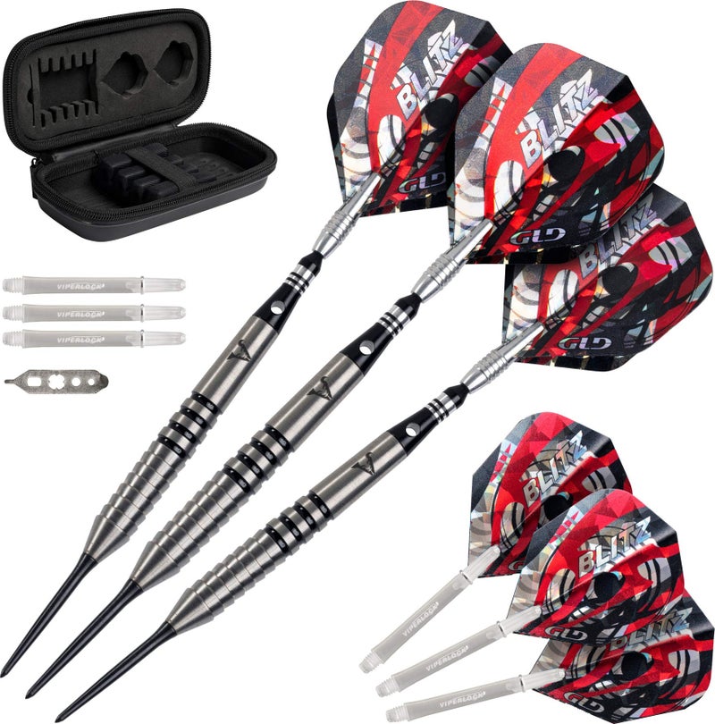 Viper by GLD Products unisex adult Viper Blitz 95 Tungsten Steel Tip Dart Set with Case 26 Grams, Black, 26-Gram US - Image 1