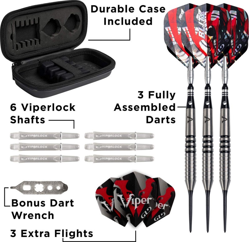 Viper by GLD Products unisex adult Viper Blitz 95 Tungsten Steel Tip Dart Set with Case 26 Grams, Black, 26-Gram US - Image 4