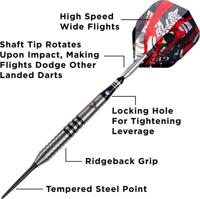 Viper by GLD Products unisex adult Viper Blitz 95 Tungsten Steel Tip Dart Set with Case 26 Grams, Black, 26-Gram US - Image 3
