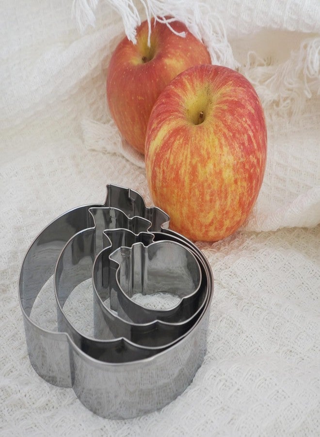 Heluok Apple Cookie Cutter Set, 4Pcs Stainless Steel Apple Shaped Mold, 4", 3", 2.2", 1.6" with leaf for Fruit Fondant Biscuit Fall Thanksgiving - Image 4